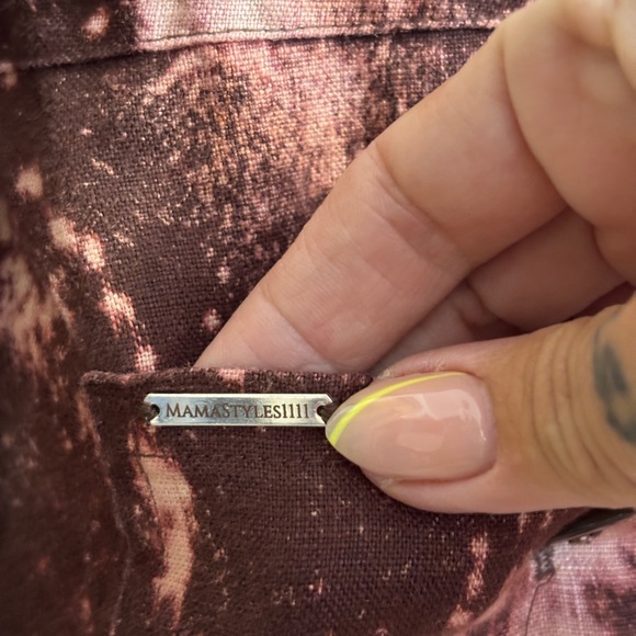 Custom Upcycled Linen Button-Up Shirt with Drawstring Waist and Front Pockets - Picture 9 of 11